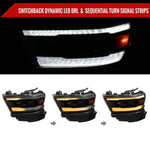 Spec-D 19-24 Ram 1500 SEQ LED Projector Headlights Black Smoked Lens