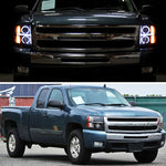Spec-D 07-13 Silverado 1500 Dual Halo Headlights LED Bar Black/Clear