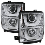 Spec-D 14-16 Silverado U-Bar LED Projector Headlights Chrome