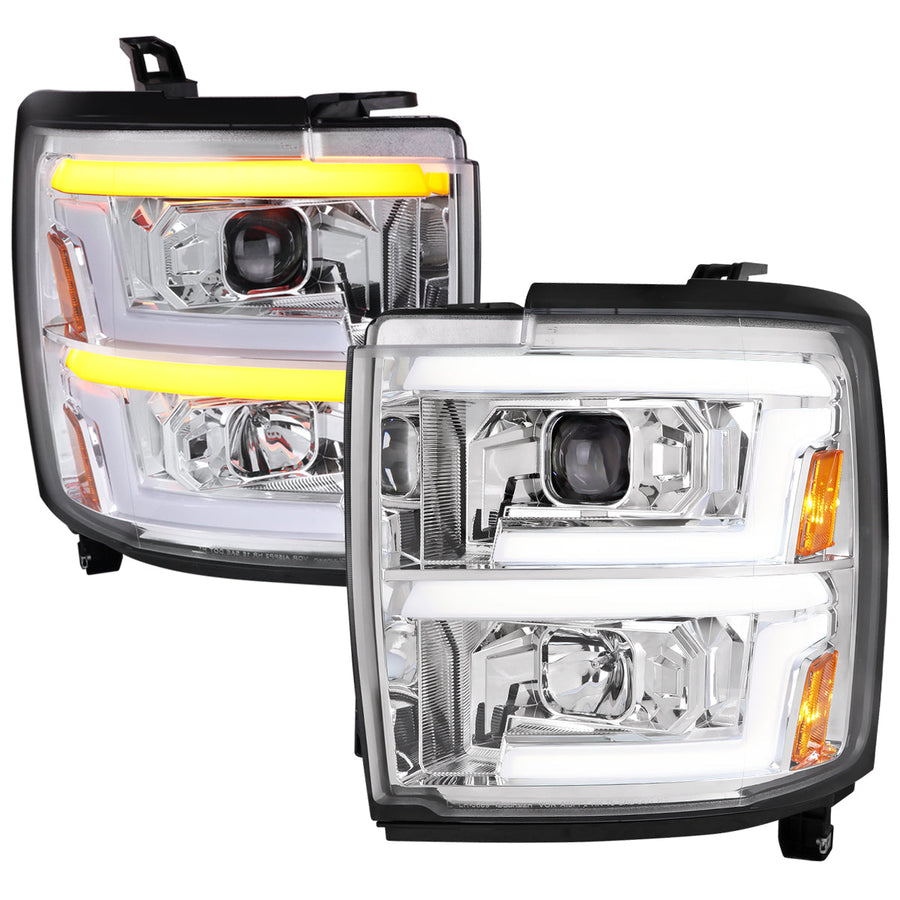 Spec-D 15-19 Silverado 2500HD/3500HD Headlights Switchback SEQ Chrome