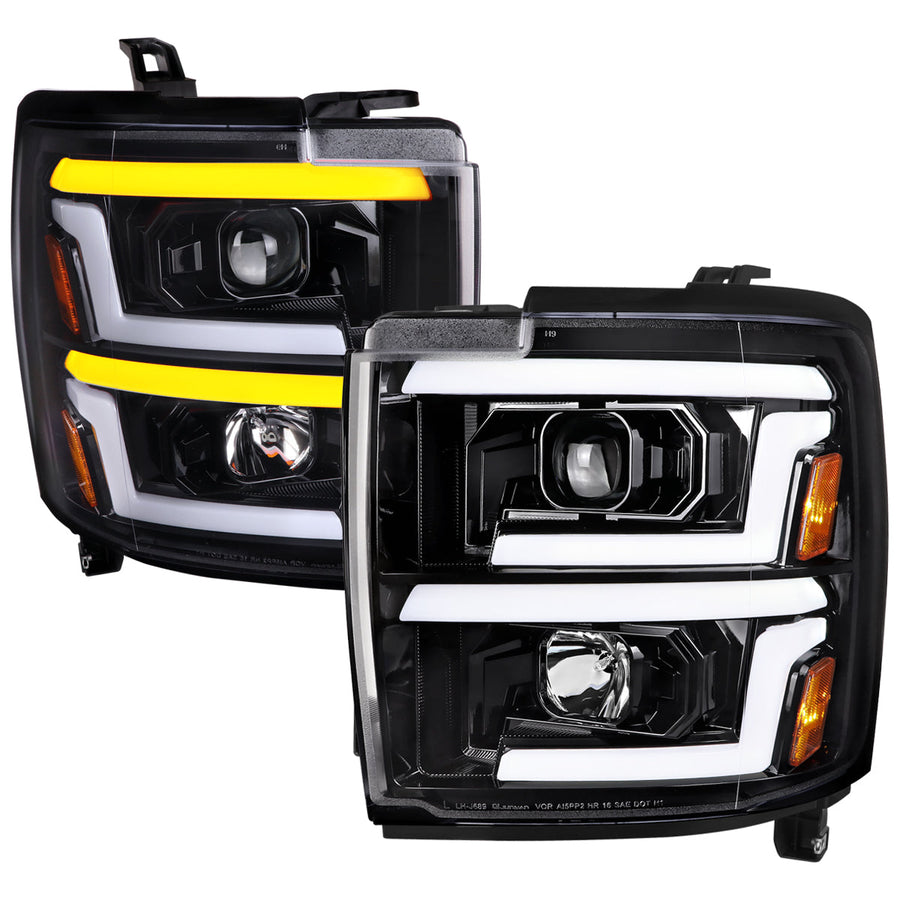 Spec-D 15-19 Chevy Silverado 2500HD/3500HD SEQ Pro Headlights GL Black