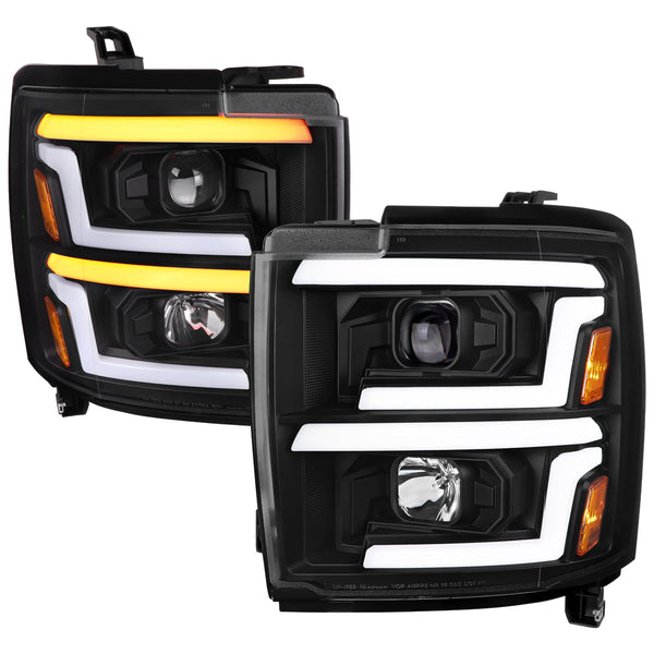 Spec-D 15-19 Silverado 2500HD/3500HD Sequential Headlights Black