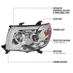 Spec-D 05-11 Tacoma Projector Headlights Sequential Signals Chrome