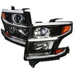 Spec-D 15-20 Chevy Tahoe/Suburban Projector Headlights LED Strip Black