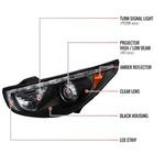 Spec-D 10-13 Hyundai Tucson Projector Headlights LED Strip Black