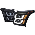 Spec-D 15-20 GMC Yukon/Yukon XL U-Bar Headlights Glossy Black/Smoked