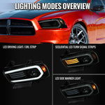 Spec-D 11-14 Dodge Charger Projector HID Headlight Black/Smoked