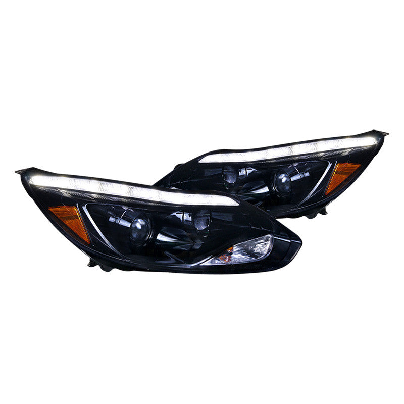 Spec-D 12-14 Ford Focus projector black w/LED DTRL headlights