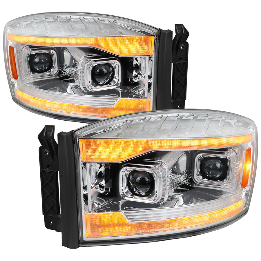 Spec-D 06-08 Dodge Ram 1500 2500 3500 Projector Led Headlight Chrome