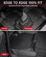 Umbrauto Custom Fit Floor Mats for Chevy Silverado/GMC Sierra Double Cab 1500 2014-2018, 2500HD/3500HD 2015-2019, All Weather TPE Truck Floor Liners for Carpet Floor, Front&Rear Row, Footwell Coverage