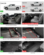 Umbrauto Custom Fit Floor Mats for Ford F250 F350 F450 2017-2025 2026 Super Duty Crew Cab, All Weather Protector TPE Truck Floor Liners for Front Bucket Seats, Rear W/Fold-Flat Storage, Carpet Floor