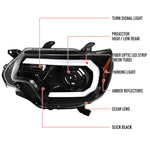 Spec-D 12-15 Tacoma Projector Headlights LED Bar Black