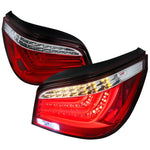 Spec-D 08-10 BMW E60 525i 530i 535i 550i LED Chrom Tail Lights Red Clear Lens
