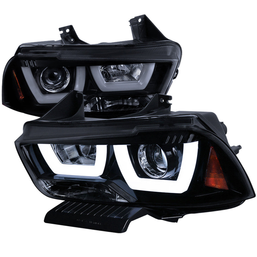 Spec-D 11-14 Charger U-Shape LED Headlights Black/Smoked