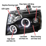 Spec-D 07-13 Chevy Avalanche Halo Projector Headlights Black