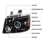 Spec-D 07-13 Avalanche/Tahoe Halo Projector Headlights Black/Clear