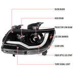 Spec-D 15-22 Chevy Colorado Headlights LED Bar Projector Jet Black
