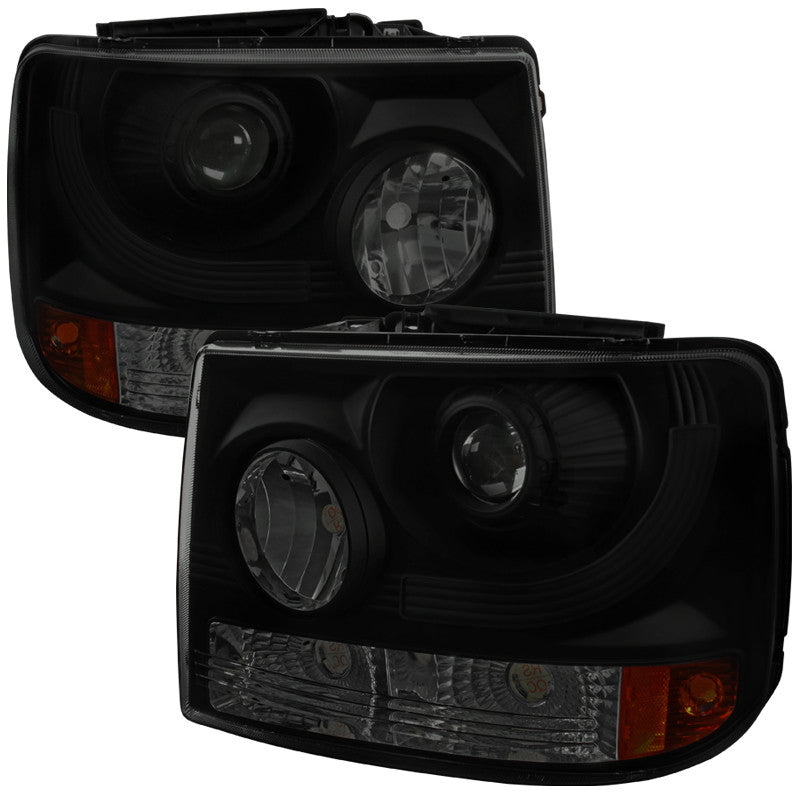 Spec-D 99-02 Chevy Silverado Projector Headlights Smoked Black