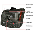 Spec-D 03-07 Chevy Silverado 1Pc Projector Headlights Smoked