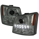 Spec-D 03-07 Chevy Silverado 1Pc Projector Headlights Smoked