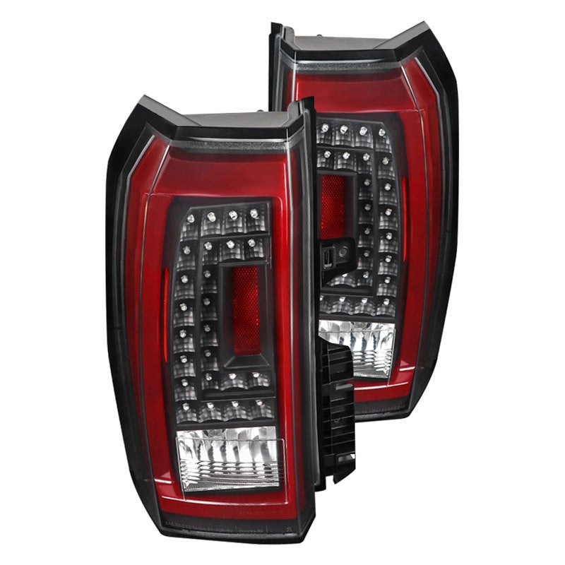 Spec-D 15-18 Chevy Tahoe Red LED Bar Black Tail Lights Clear Lens