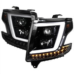 Spec-D 15-20 Chevy Tahoe Projector Headlights LED Bar Black