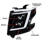 Spec-D 15-20 Chevy Tahoe Projector Headlights LED Bar Black