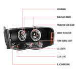 Spec-D 02-05 Dodge Ram Halo LED Projector Headlights Black