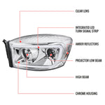 Spec-D 06-08 Dodge Ram LED C-Bar Headlights Chrome