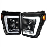 Spec-D 11-16 Ford F250 F350 F450 LED C-Bar Headlights Black