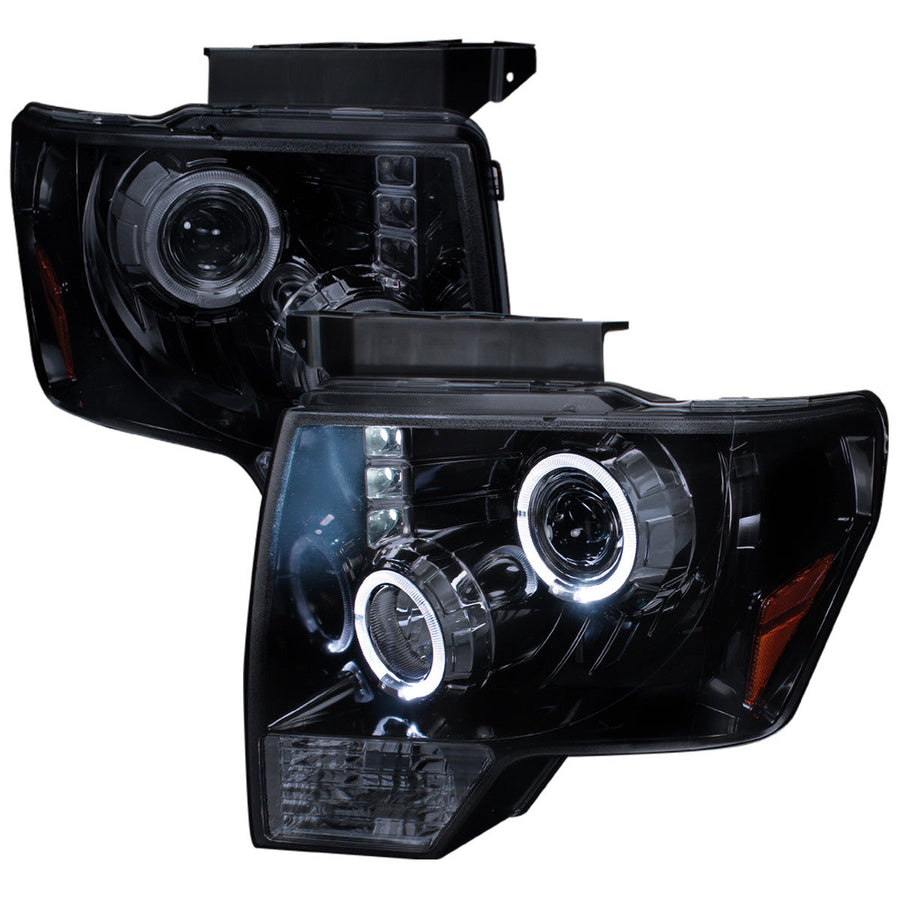 Spec-D 09-14 Ford F150 Dual Halo Projector Headlights Black/Smoked