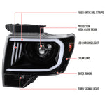 Spec-D 09-14 Ford F150 Projector Headlights LED Bar Black/Clear