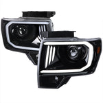 Spec-D 09-14 Ford F150 Projector Headlights LED Bar Black/Clear