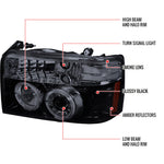 Spec-D 92-96 Ford F150 F250 Bronco Headlights Black/Smoked