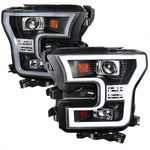 Spec-D 15-17 Ford F150 LED Bar Headlights Black Clear Lens