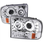 Spec-D 99-04 Ford F250 F350 F450 Dual Halo Headlights Chrome