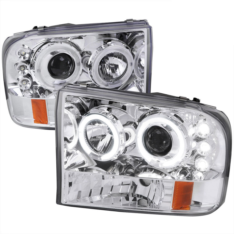 Spec-D 99-04 Ford F250 F350 F450 Dual Halo Headlights Chrome