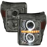 Spec-D 11-16 Ford F250 F350 F450 Pro Headlights Chrome Smoked