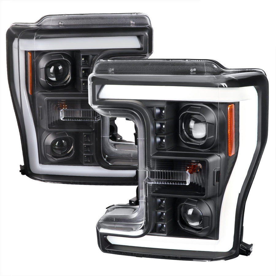 Spec-D 17-19 F250 F350 F450 F550 Headlights SEQ LED Black/Clear