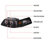 Spec-D 99-04 Ford Mustang Dual Halo Projector Headlights Black