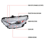 Spec-D 15-17 Mustang LED Bar Headlights Chrome OEM HID