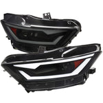Spec-D 15-17 Mustang LED Bar Headlights Smoked OEM HID