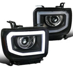 Spec-D 14-19 GMC Sierra LED Bar Projector Headlights Black/Clear