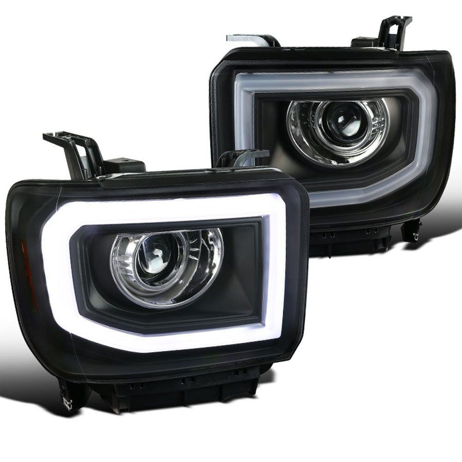 Spec-D 14-19 GMC Sierra LED Bar Projector Headlights Black/Clear