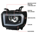 Spec-D 14-19 GMC Sierra LED Bar Projector Headlights Black/Clear
