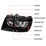 Spec-D 99-04 Jeep Grand Cherokee Dual Halo Headlights Black