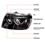 Spec-D 99-04 Jeep Grand Cherokee Projector Headlights Black