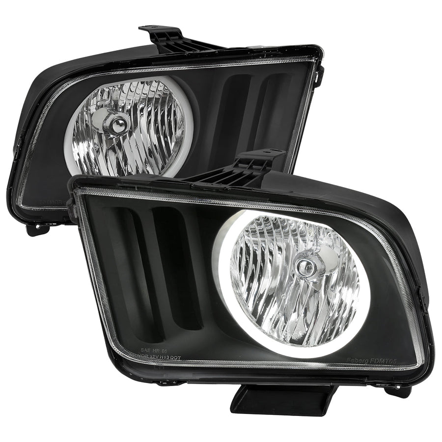 Spec-D 05-09 Ford Mustang LED Halo Headlights OEM Style Black