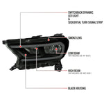 Spec-D 19-24 Ranger XL XLT Headlights OEM Style Light Bar Black/Smoked