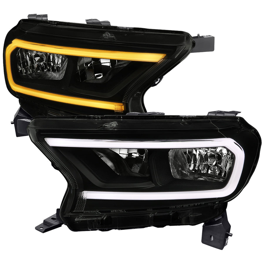 Spec-D 19-24 Ranger XL XLT Headlights OEM Style Light Bar Black/Smoked